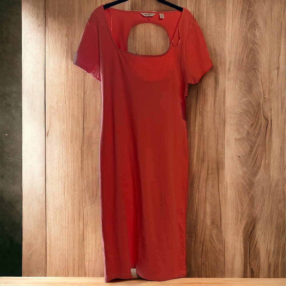 Nine West coral open back dress NWT!